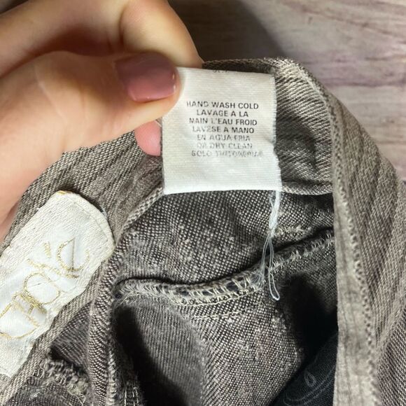 Cache Women’s Small Size 4 Brown Pin Striped Rhinestone Pockets Cotton Pants - Picture 4 of 9